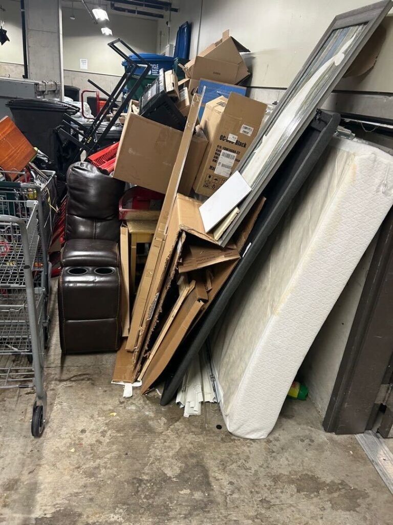 Household items ready for removal in a Seattle apartment