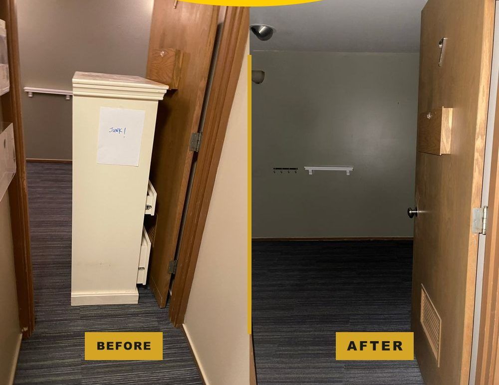 Before and after: a cabinet removed from a room in Bellevue