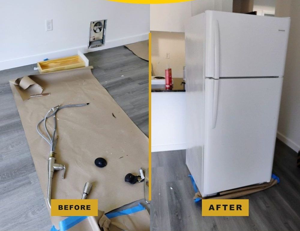 Before and after: renovation debris cleared from a Bothell apartment kitchen
