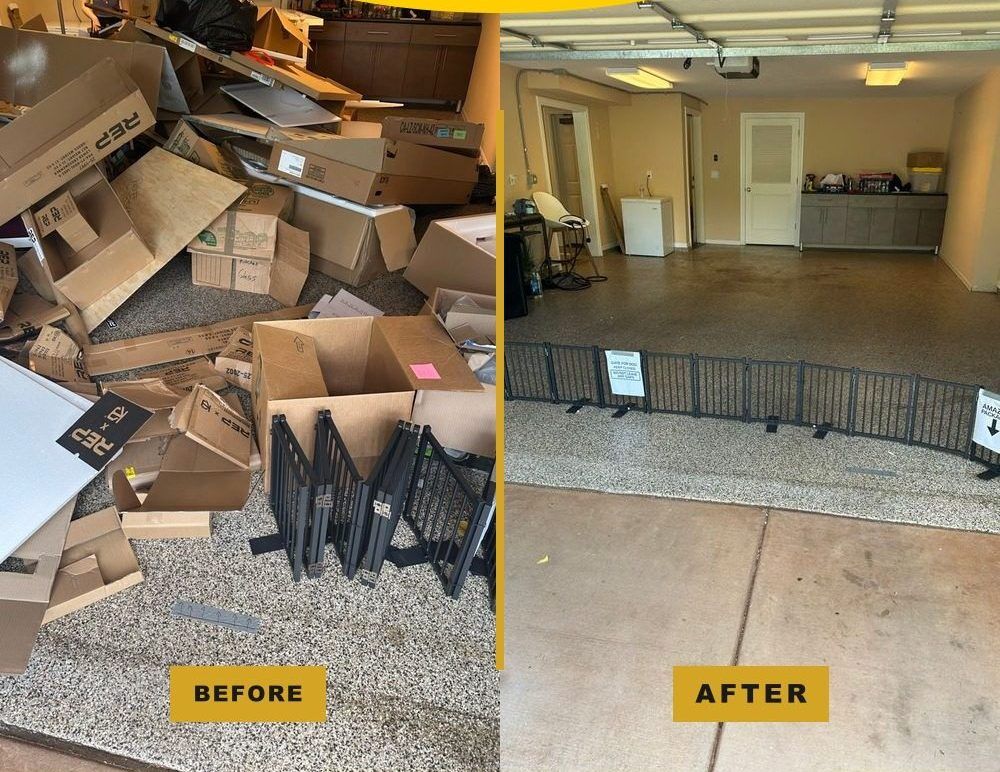 Before and after: a Kirkland garage cleared of boxes and packing material