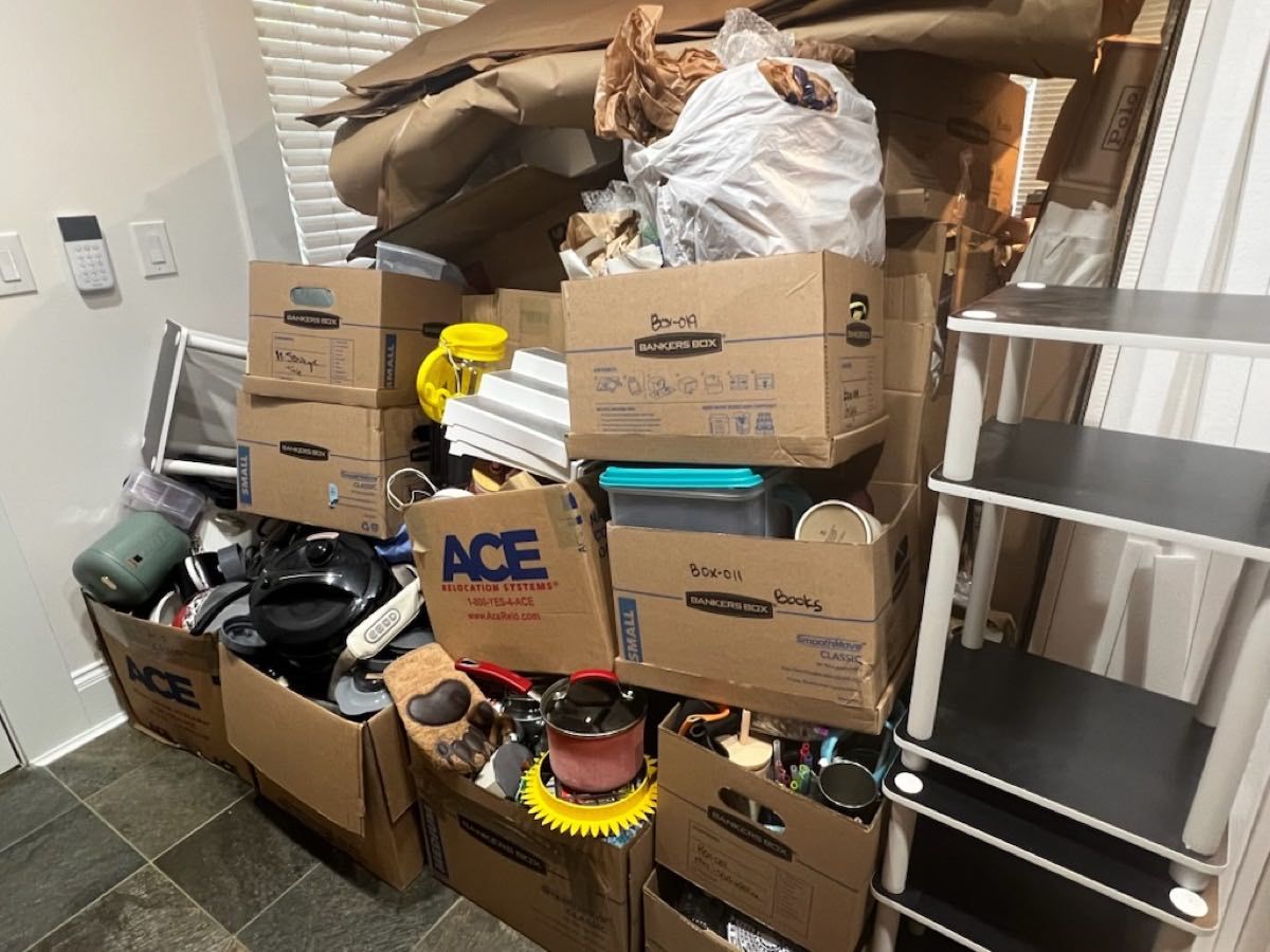 Boxes nobody has opened in years, in a Seattle garage