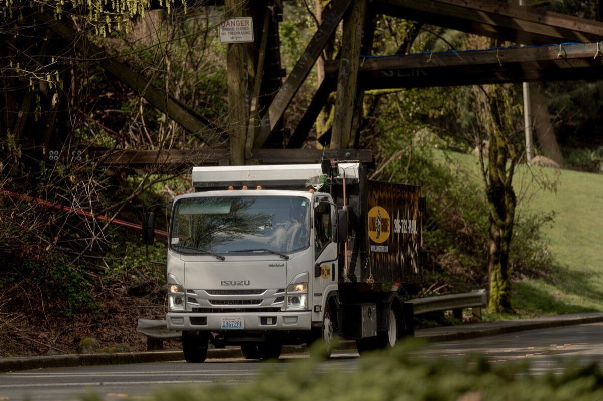 Junk B Gone Seattle truck on a Bellevue street — Bellevue junk removal