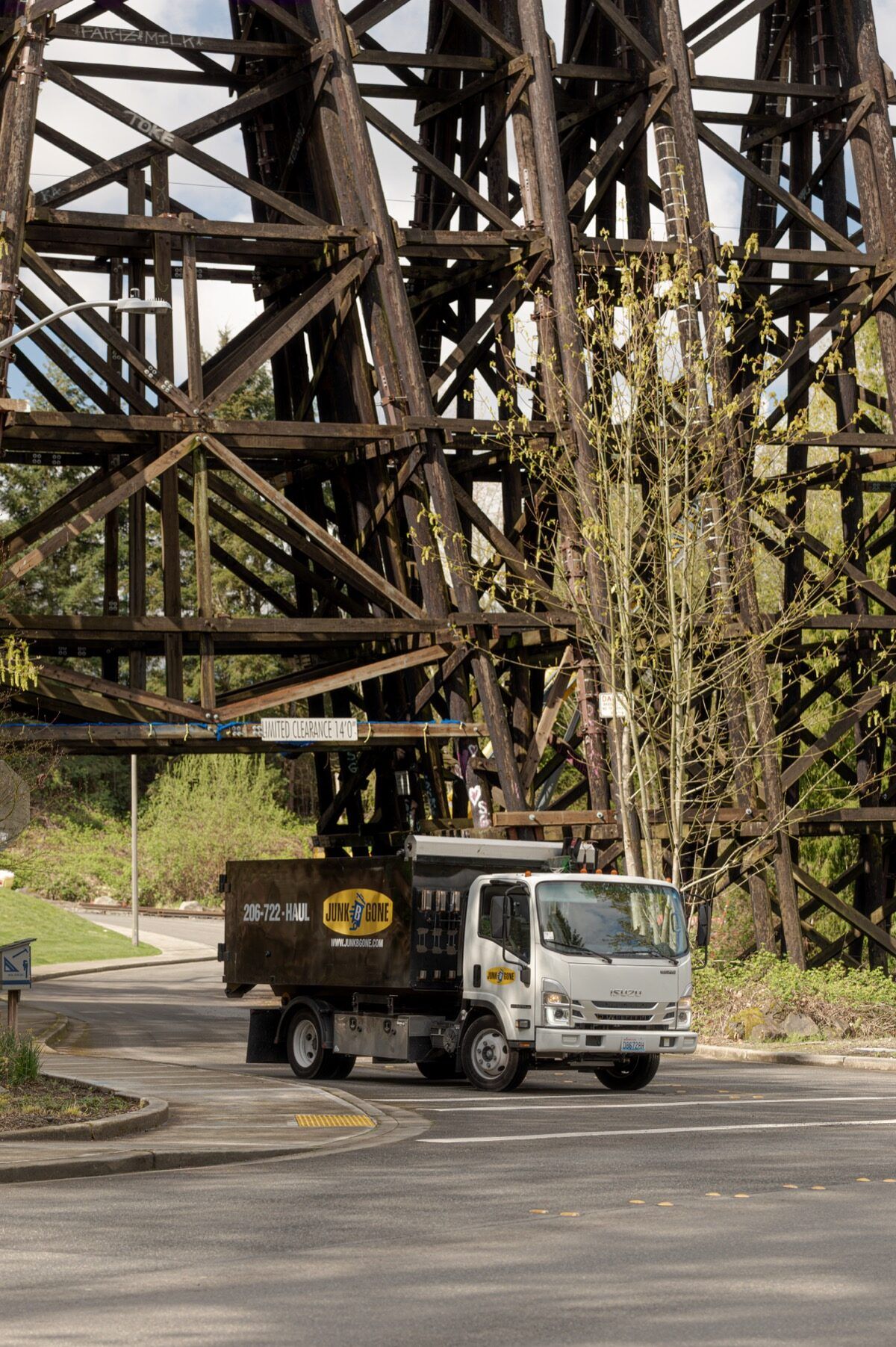 Junk B Gone truck on a Bellevue residential street
