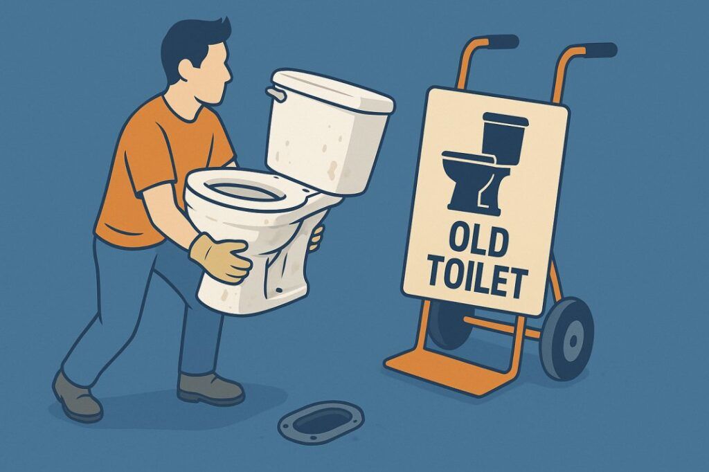 Old toilet ready for disposal