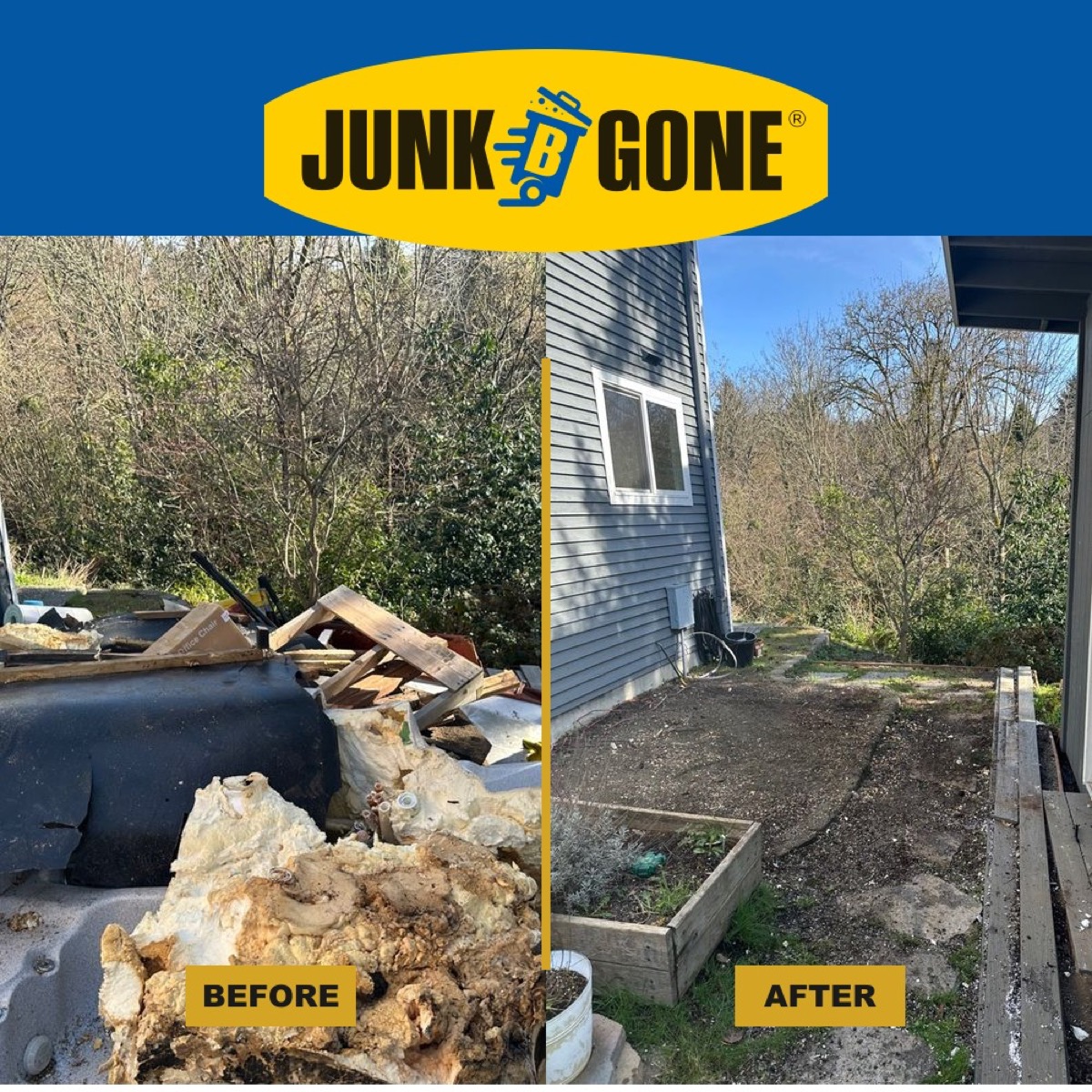 Before and after residential junk removal in Shoreline WA